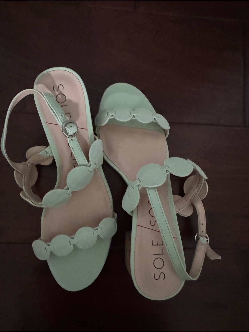 Sole Society Mint Green Women's Scallop Strap Sandals